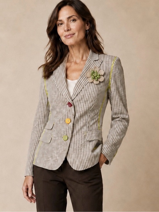 Moschino Jackets & Blazers - Moschino Cheap and Chic Vintage Striped Blazer Flower Brooch US 10